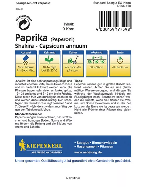 Kiepenkerl Paprika Shakira PG O
