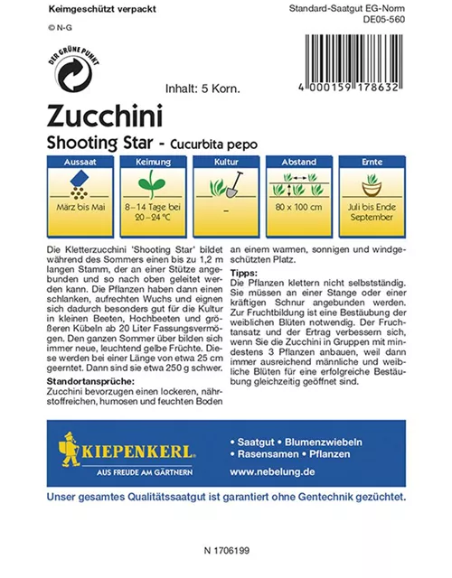 Kiepenkerl Zucchini Shooting Star PG R