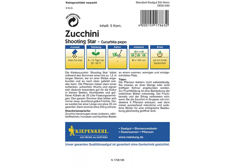 Kiepenkerl Zucchini Shooting Star PG R