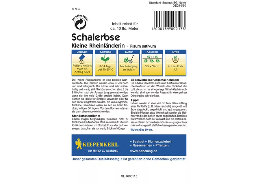 Kiepenkerl Schalerbsen K Reinlände 200g PG K